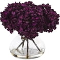 thumbnail image 1 of Nearly Natural 8.5in. H Hydrangea Artificial Flower Arrangement with Glass Vase, Purple, 1 of 5