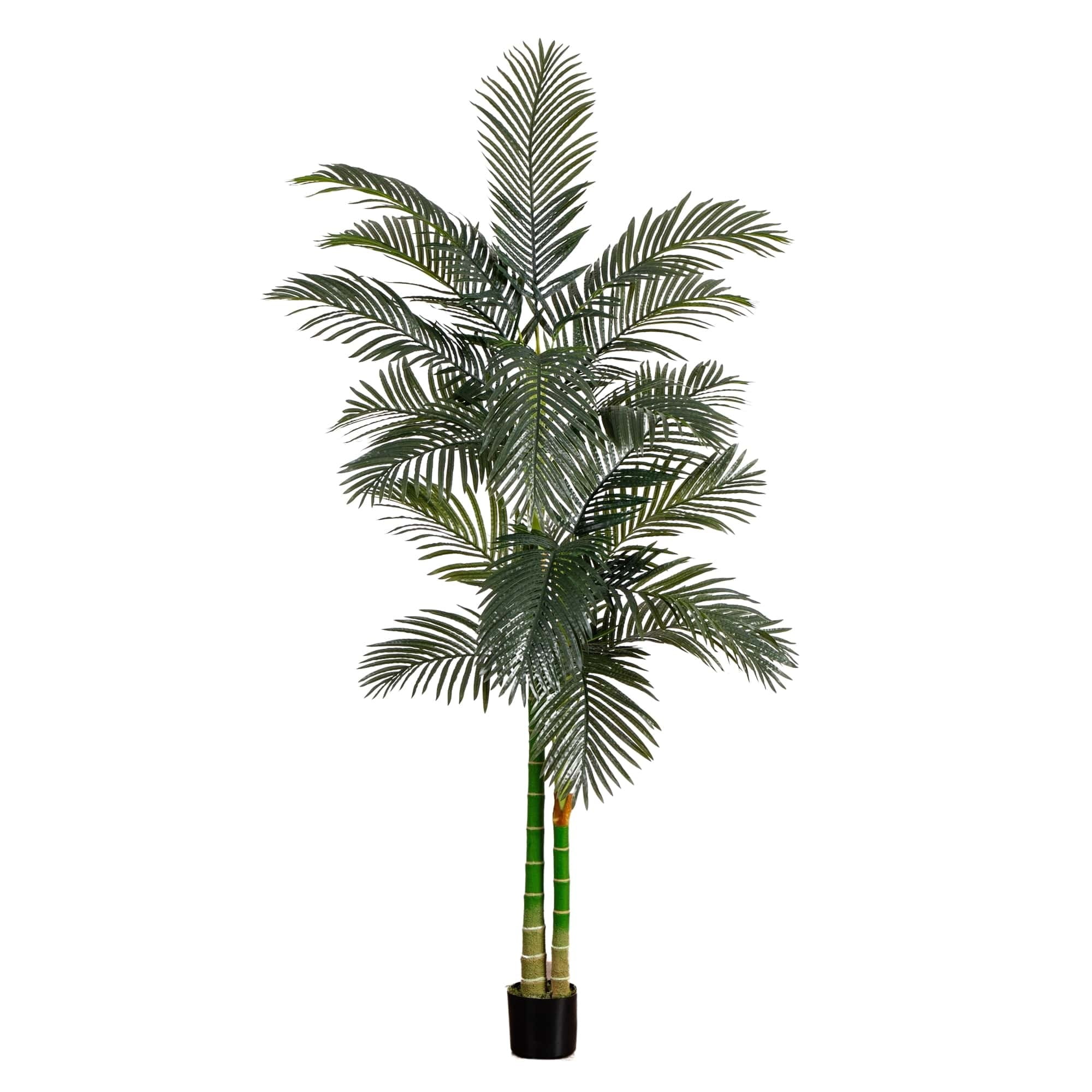 8-Foot Green Silk Golden Cane Palm Artificial Tree