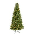 thumbnail image 1 of Nearly Natural 8' Green Slim Snow Tip Pine Artificial Christmas Tree Prelit 600 Clear LED, 1 of 10