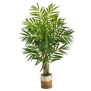 Nearly Natural 8 King Palm Artificial Tree in Handmade Natural Jute and Cotton Planter