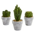 thumbnail image 1 of Nearly Natural 8" Plastic and Polyester Cactus Artificial Plant (Set of 3), Green, 1 of 6