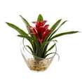 thumbnail image 1 of Nearly Natural 8" Tropical Bromeliad Artificial Flower Arrangement in Vase, Red, 1 of 2