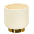thumbnail image 1 of Nearly Natural 8" x 8" x 8" Round White and Gold Ceramic Plant Planter, 1 of 3