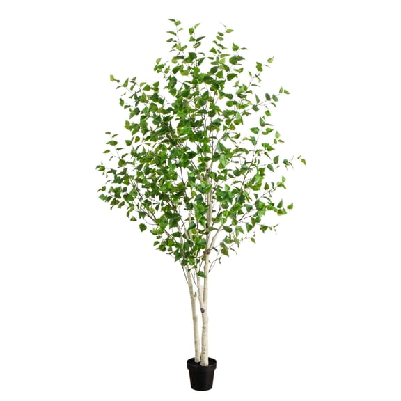 Nearly Natural 8ft. Artificial Birch Tree with Real Touch Leaves