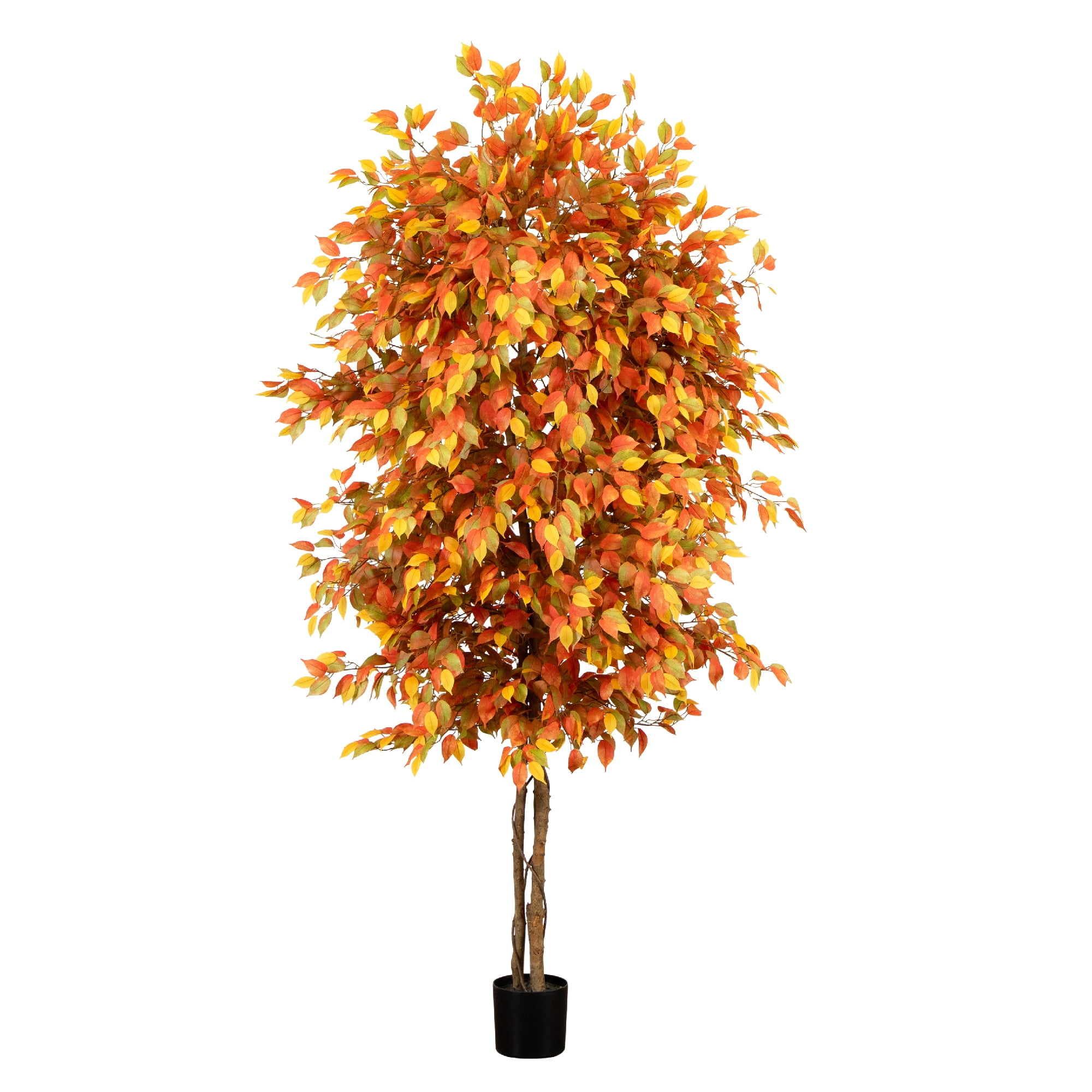 Nearly Natural 8ft. Autumn Ficus Artificial Fall Tree - Walmart.com