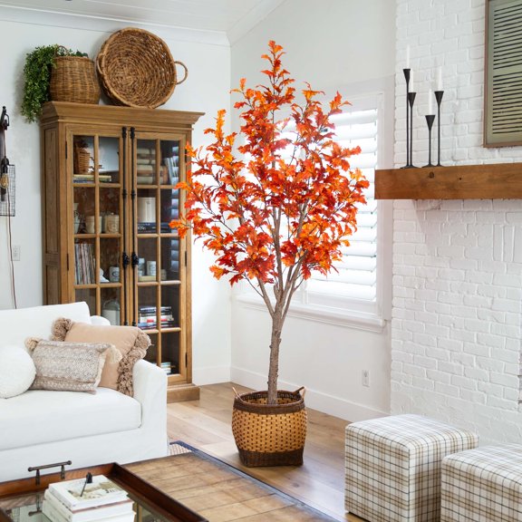 Nearly Natural Oak Potted Artificial Tree - 8' - Unlit