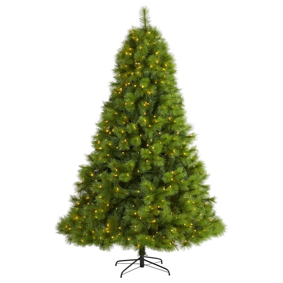 Nearly Natural 8ft. Green Scotch Pine Artificial Christmas Tree with 600 Clear LED Lights