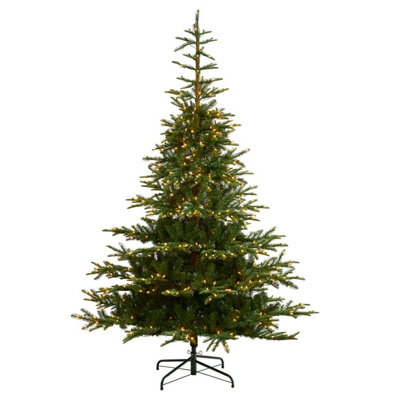 Nearly Natural 8ft. Layered Washington Spruce Artificial Christmas Tree with 650 Clear Lights and 1561 Bendable Branches
