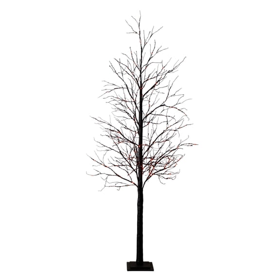 Nearly Natural Pre-Lit Halloween Black Twig Artificial Tree - 8' - Multicolor LED Lights