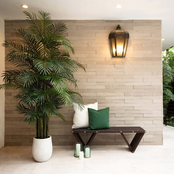 Nearly Natural Artificial Areca Palm Potted Tree - 8' - Green