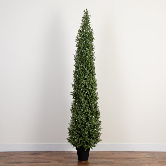 Nearly Natural Boxwood Topiary Potted Artificial Tree - 8'