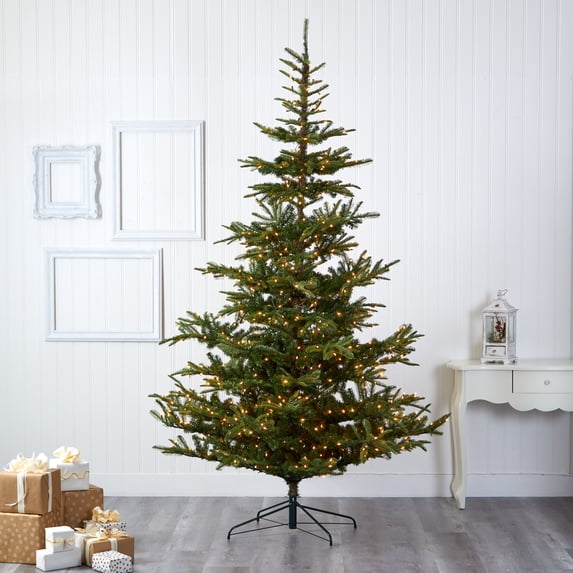 Nearly Natural 9' Green Spruce Artificial Christmas Tree Prelit 750 Clear LED Lights