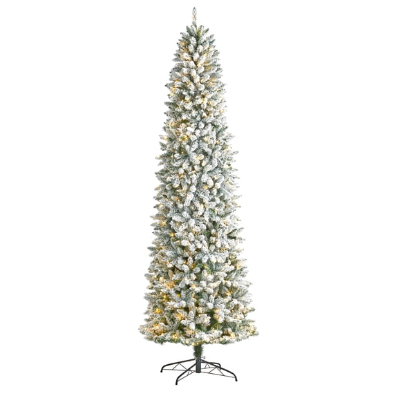 Nearly Natural 9' Slim Fir Artificial Christmas Tree Prelit 600 LED Lights