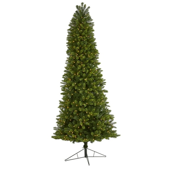 Nearly Natural 9' Slim Virginia Spruce Christmas Tree with 750 LED and 1654 Branches - Green