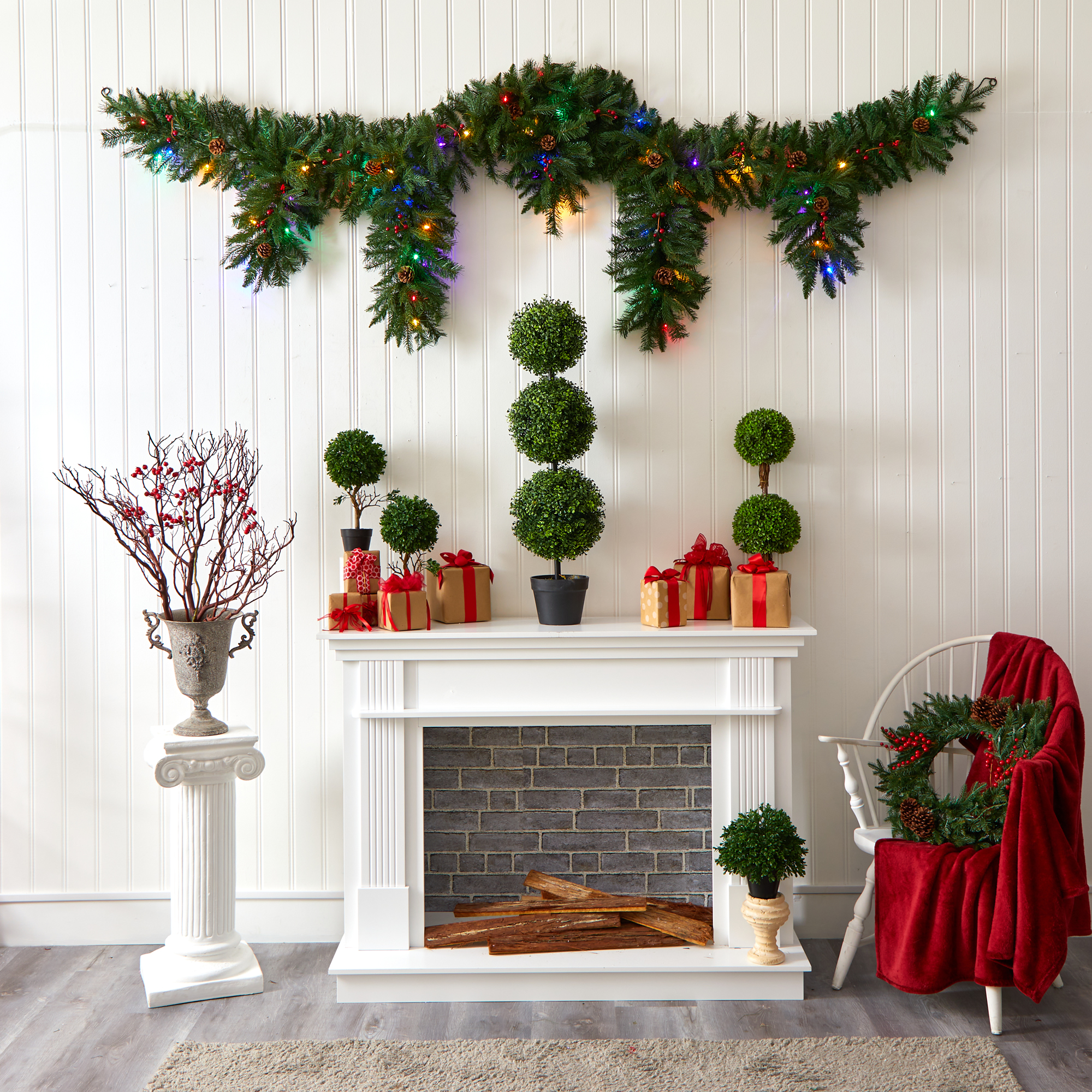 Nearly Natural 9' x 12" Prelit LED Hanging Icicle Artificial Christmas Garland
