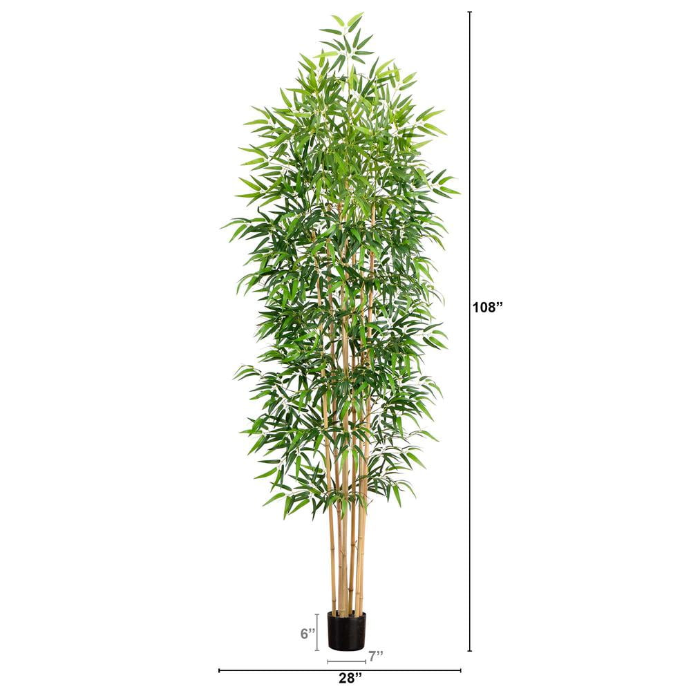 Tall Green Artificial Bamboo Tree with Black Plastic Pot