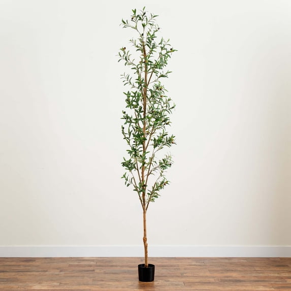 Nearly Natural Potted Olive Artificial Tree - 9' - Green