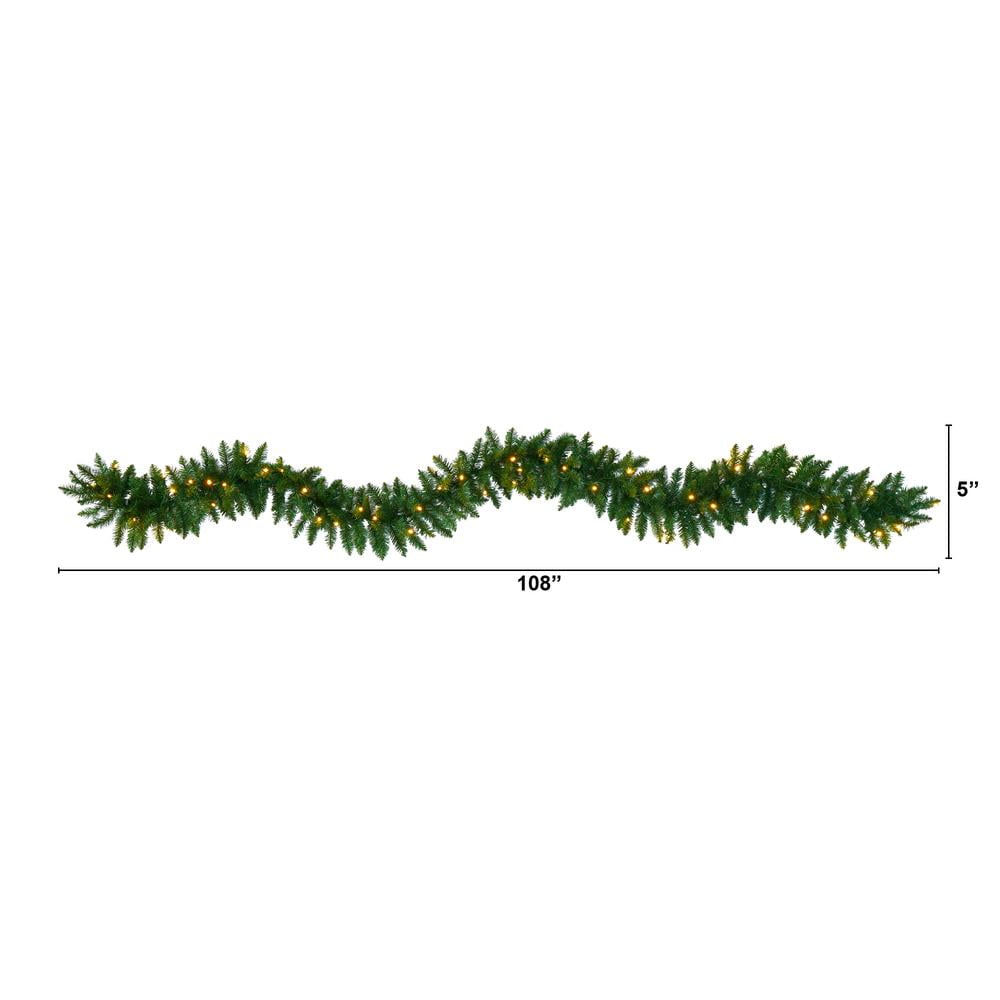 29" Artificial Pine Christmas Garland with Warm White LED Lights
