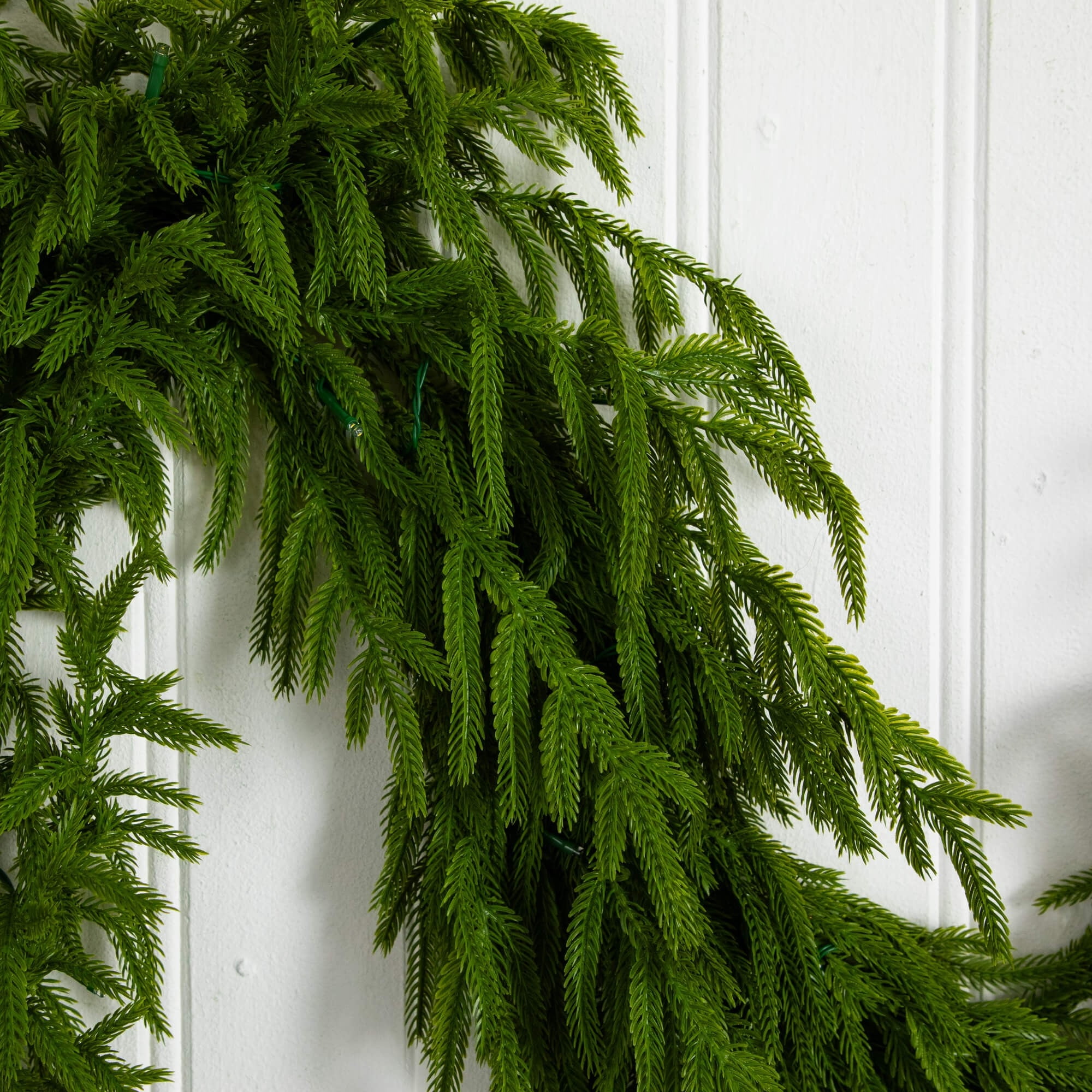 Nearly Natural Pre-Lit Norfolk Pine Artificial Christmas Garland - 9' x 4" - Warm White LED Lights