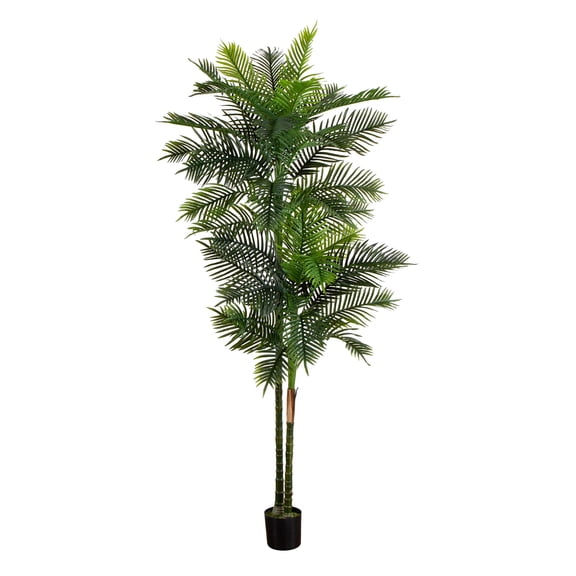 Nearly Natural 9ft. UV Resistant Artificial Double Robellini Palm Tree (Indoor/Outdoor)