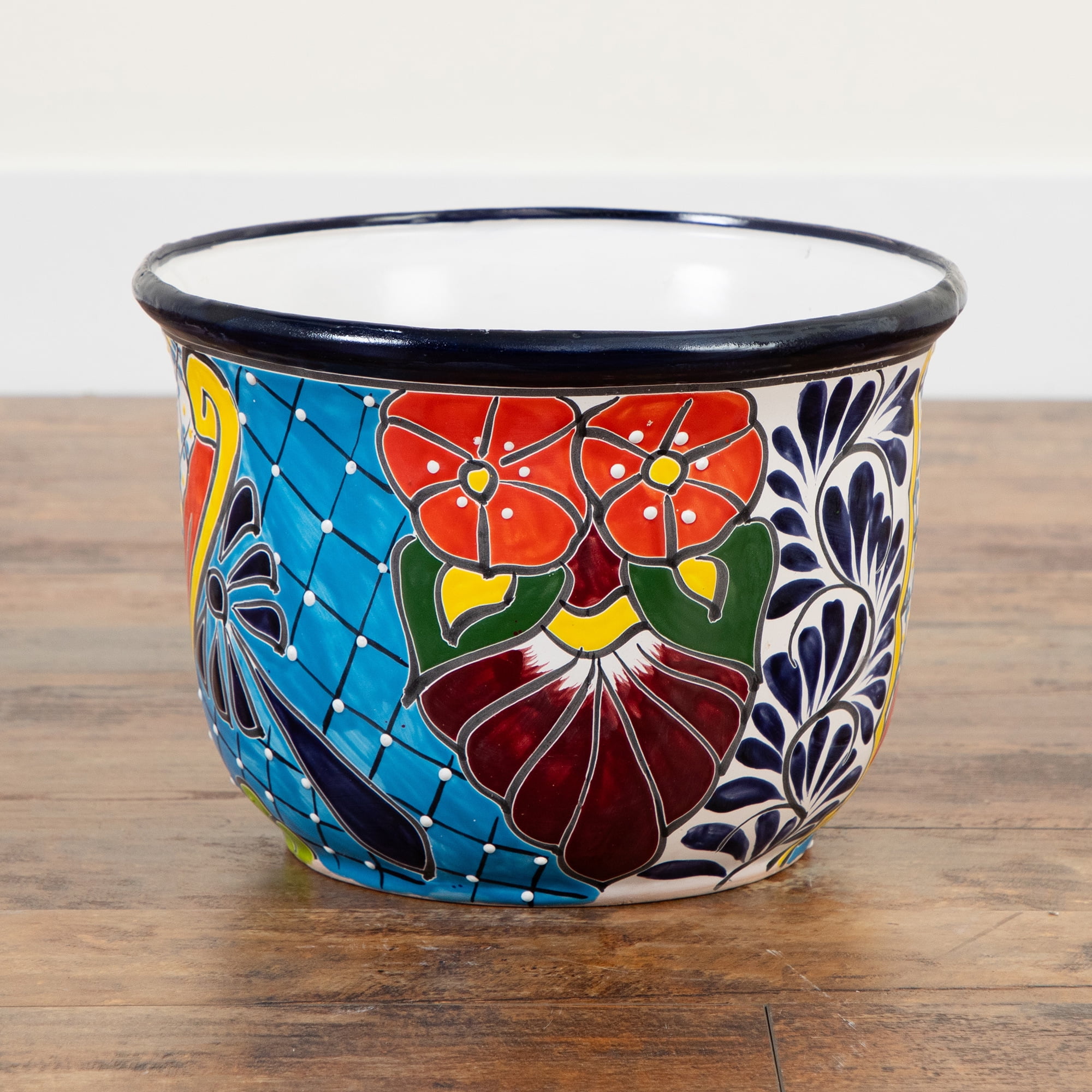 Nearly Natural Talavera Ceramic Planter - 9" - Multicolored