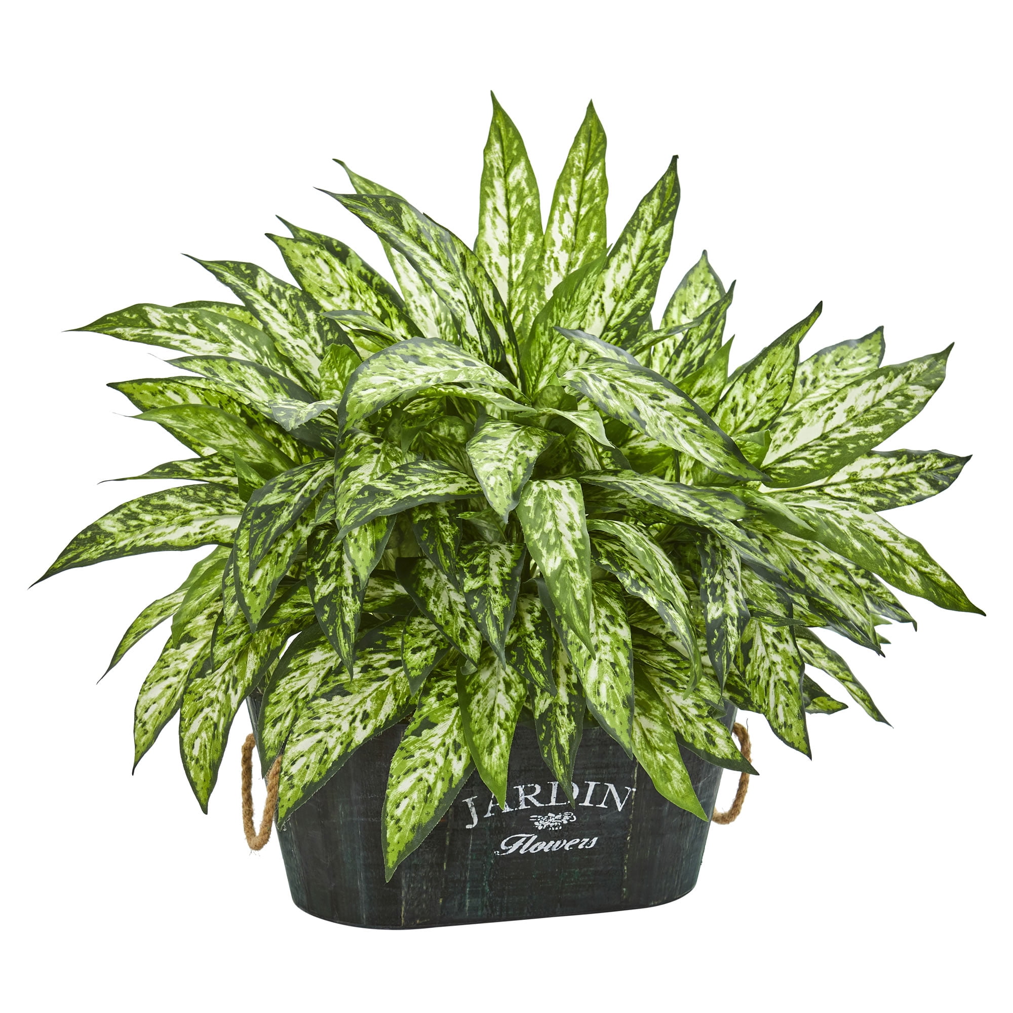 Nearly Natural Aglaonema Artificial Plant in Wood Planter