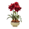 thumbnail image 1 of Nearly Natural Amaryllis Artificial Flower Arrangement with Vase, Red, 1 of 3