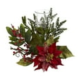 thumbnail image 1 of Nearly Natural Artificial Poinsettia Candelabrum, Red, 1 of 4