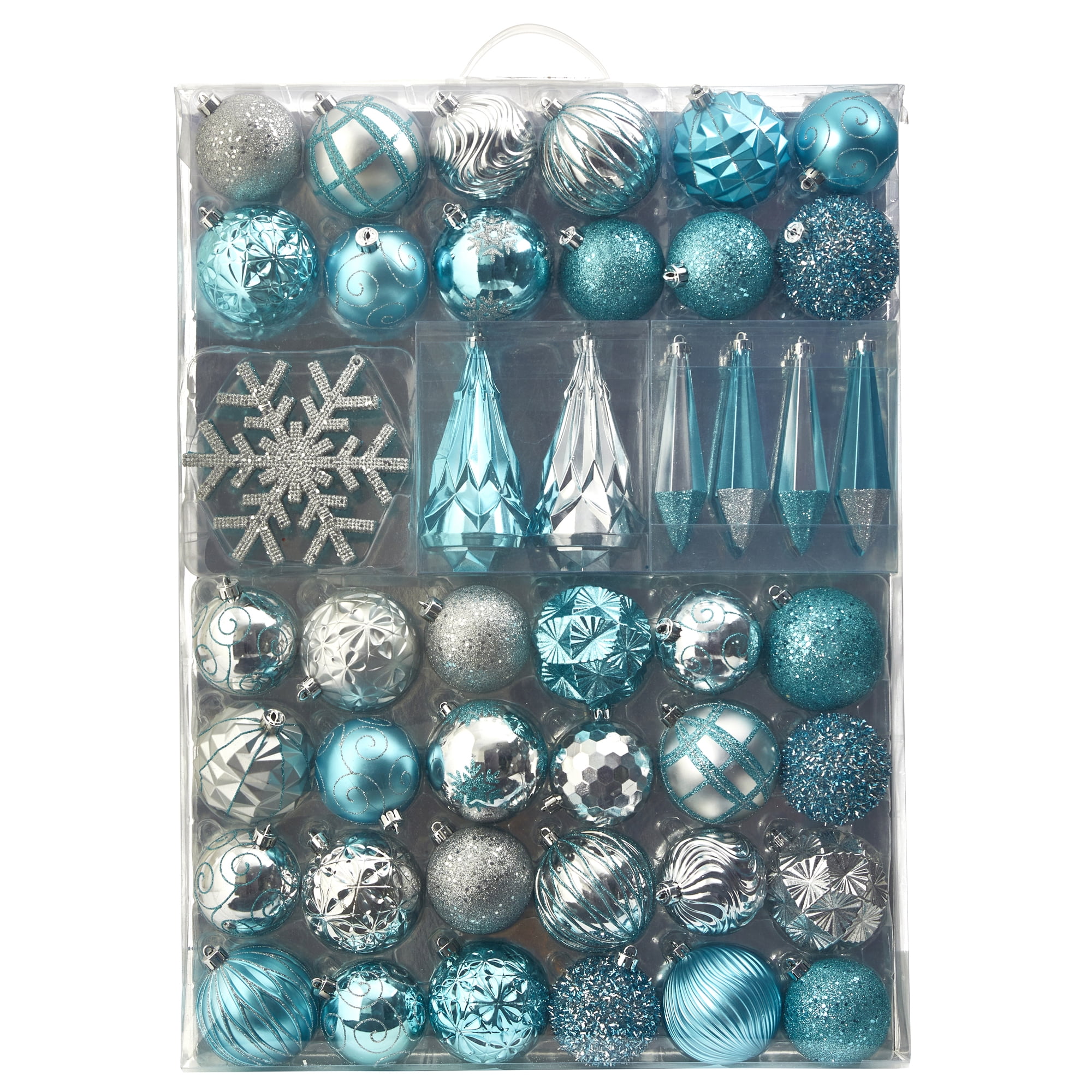Nearly Natural Holiday Shatterproof 52 Count Christmas Tree Ornament Box Set