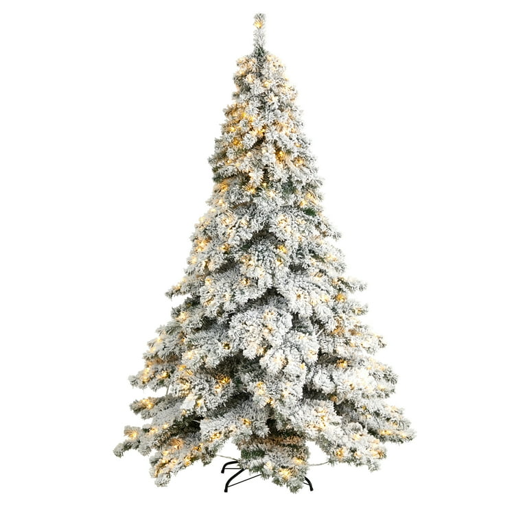 Nearly Natural Austria White Prelit LED Flocked Fir Christmas Tree