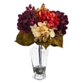 thumbnail image 1 of Nearly Natural Autumn Hydrangea Berry Artificial Arrangement in Glass Vase, 1 of 1