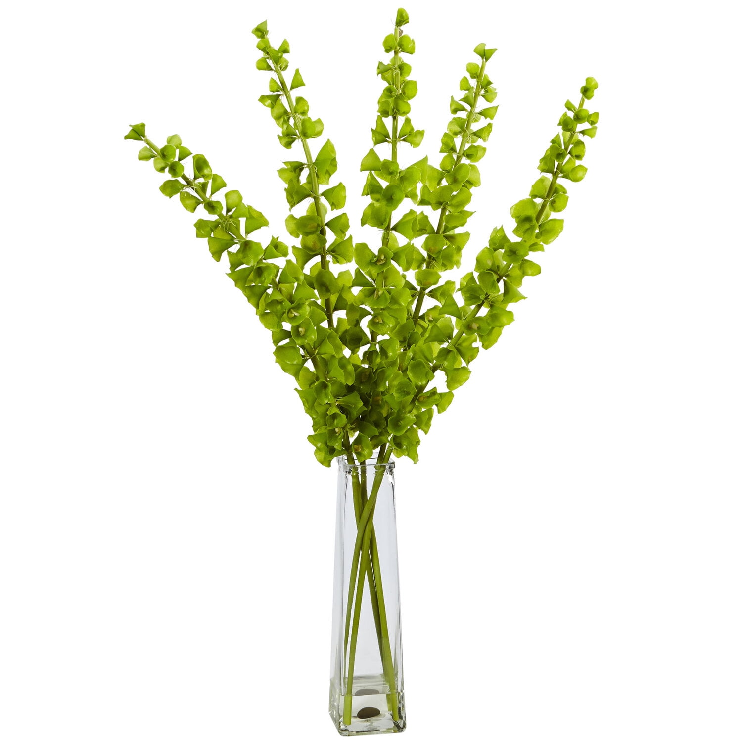Bells of Ireland Faux Flower Arrangement in Clear Glass Vase