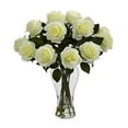 thumbnail image 1 of Nearly Natural Blooming Roses Artificial Flower Arrangement in White, 1 of 2