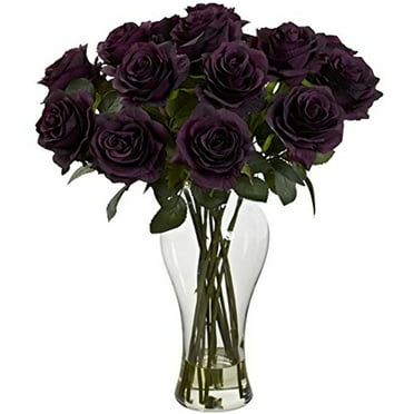 Nearly Natural Blooming Roses w/Vase