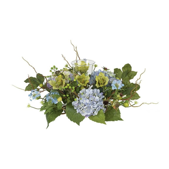 Nearly Natural Blue Hydrangea Candleabrum Centerpiece