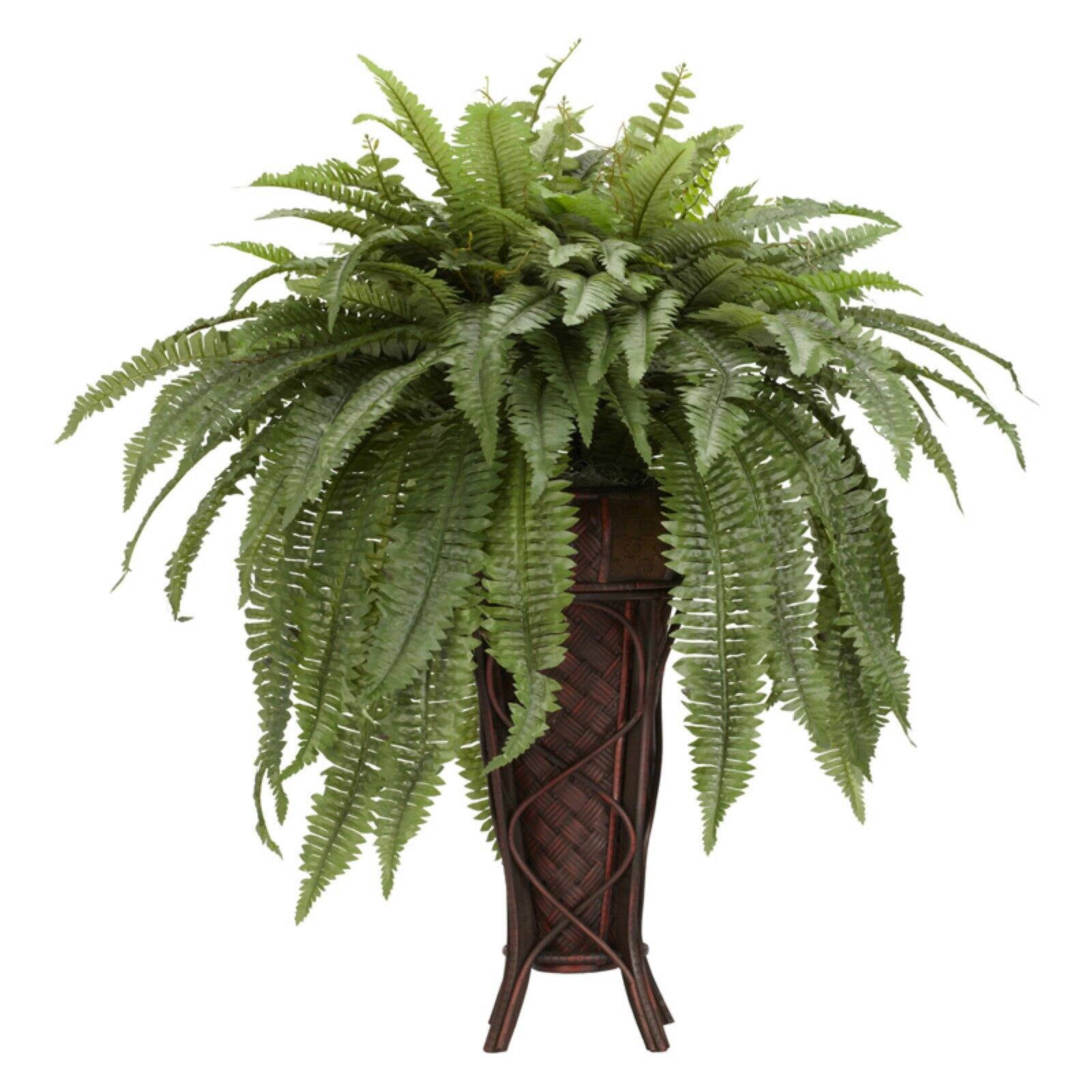 Emerald Cascade 48" Outdoor Silk Fern in Elegant Vase