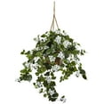 thumbnail image 1 of Nearly Natural Bougainvillea Hanging Basket, White, 1 of 3