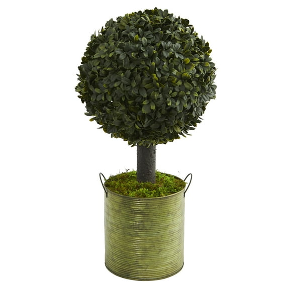 Nearly Natural Boxwood Ball Artificial Topiary Tree (Indoor/Outdoor), Green