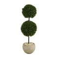 thumbnail image 1 of 45” Boxwood Double Ball Artificial Topiary Tree in Sand Colored Planter (Indoor/Outdoor) by Nearly Natural, 1 of 4