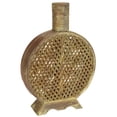 thumbnail image 1 of Nearly Natural Brown Wood/PVC Leather Open Weave Decorative Vase, Modern, 1 of 5