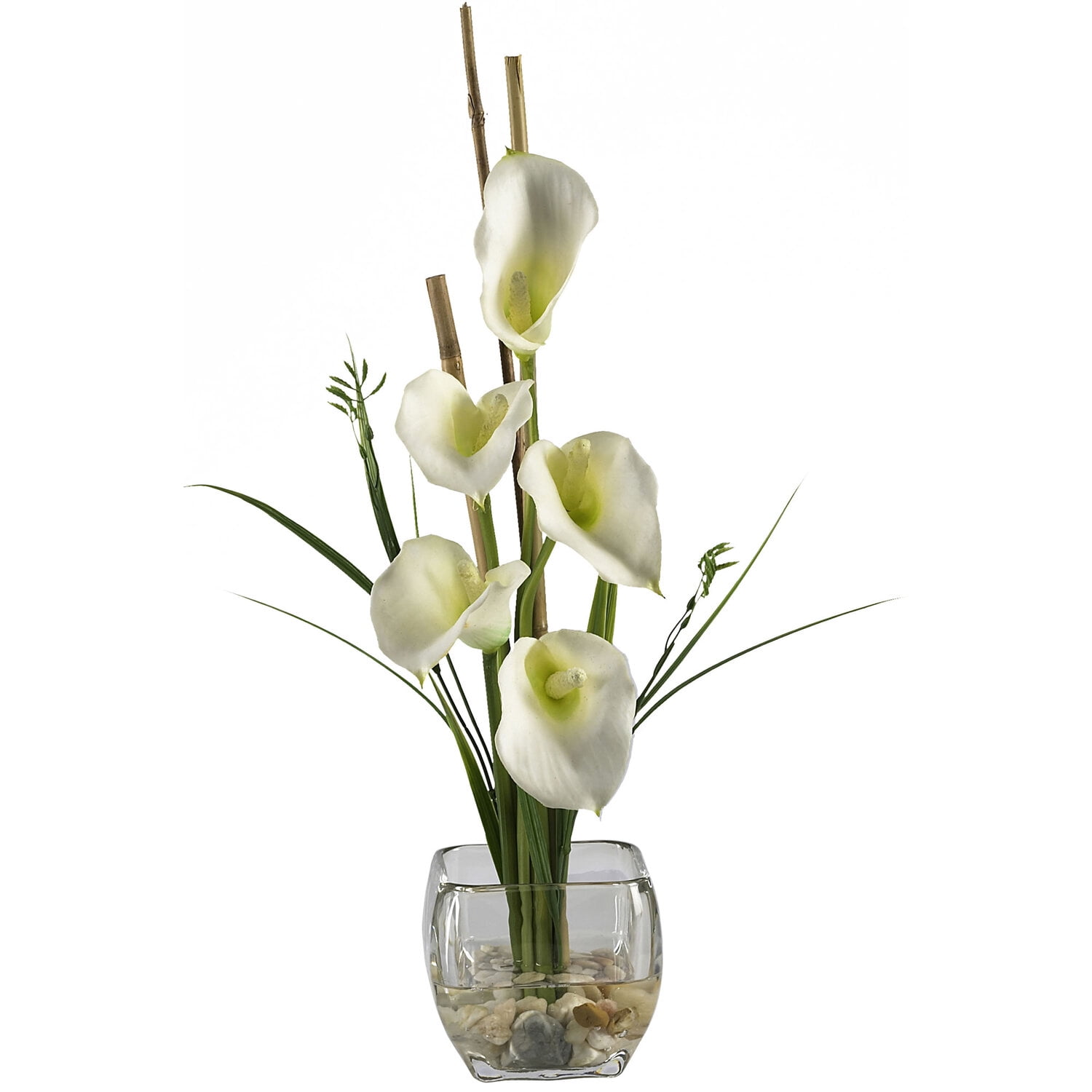 Off-White Calla Lily Artificial Flower Arrangement in Glass Vase