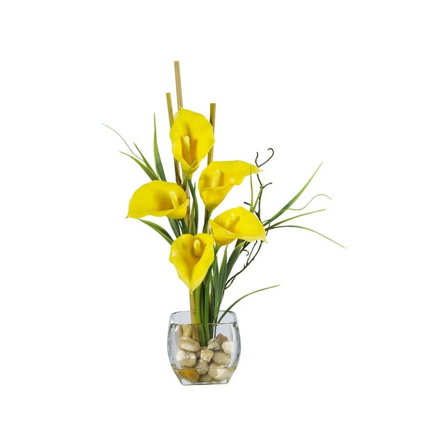 Nearly Natural Calla Lily Liquid Illusion Artificial Flowers, Yellow