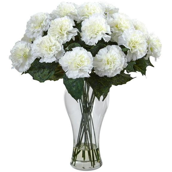 Nearly Natural Carnation Arrangement w/Vase