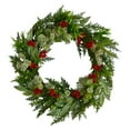 thumbnail image 1 of Nearly Natural Cedar Eucalyptus Berries Plastic Unlit Wreath, 24" (Green), 1 of 4