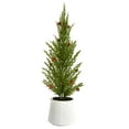 thumbnail image 1 of Nearly Natural 20'' Cedar Pine Artificial Tree in Decorative White Planter, 1 of 4