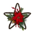 thumbnail image 1 of Nearly Natural Christmas Poinsettia Star Twig Plastic Holiday Wreath, 16" (Brown), 1 of 4