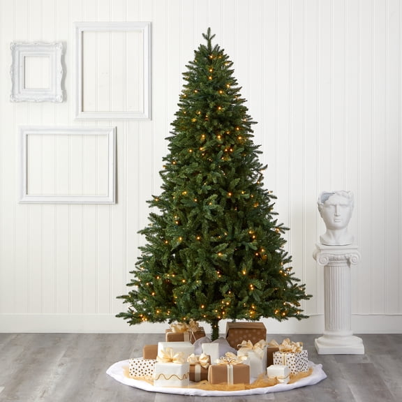 Nearly Natural Clear Prelit 450 LED Green Fir Artificial Christmas Tree, 7'