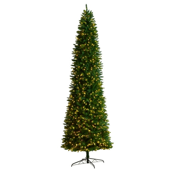 Nearly Natural Clear Prelit LED Decorated Slim Pine Artificial Christmas Tree, 11'