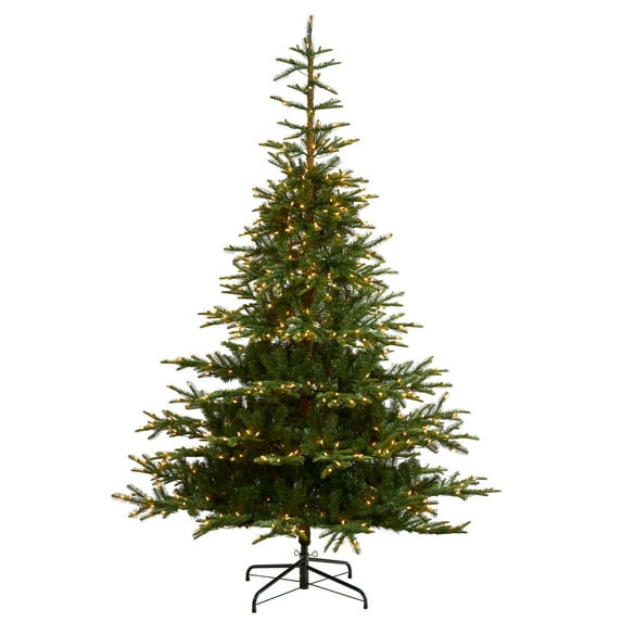 Nearly Natural Clear Prelit LED Decorated Spruce Artificial Christmas Tree, 8'