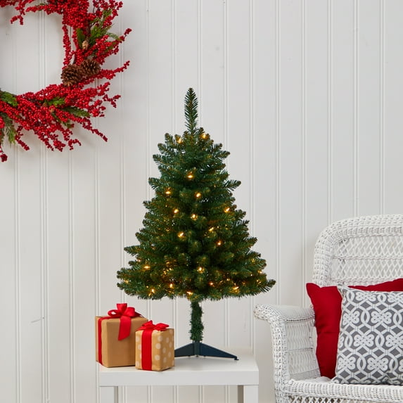 Nearly Natural 3ft Northern Rocky Spruce Christmas Tree w/ 50 Clear Lights